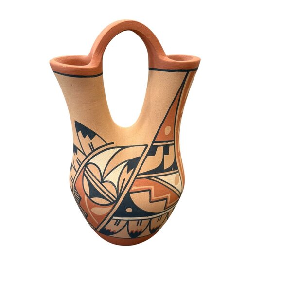 Handcrafted Native American Wedding Vase By S Waquiu Jemez With Intricate Geomet - Picture 5 of 6